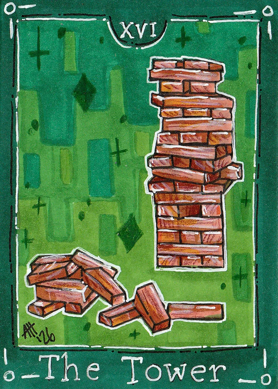 The Tower Tarot Card aceo art card