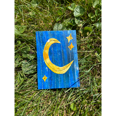 Midnight Twinkle Moon aceo art card thumbnail 2