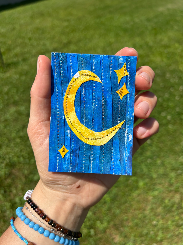 Midnight Twinkle Moon aceo art card