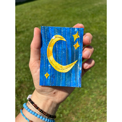 Midnight Twinkle Moon aceo art card thumbnail 1