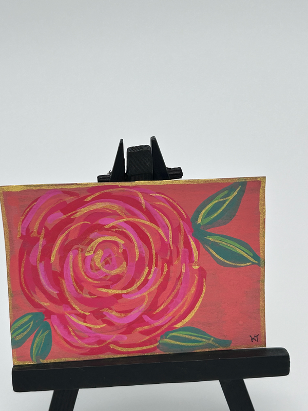 Gilded Bloom — Original Recycled Floral Art by TrueBloomsArt aceo art card