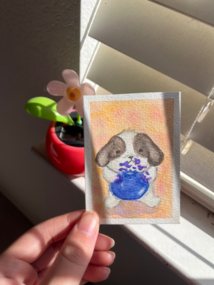 Gluttony S1: Blueberry Shih Tzu Pup, Boo aceo art card thumbnail 1