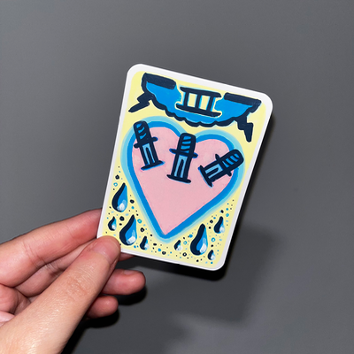 original aceo 3 of swords tarot heart witchy aceo art card thumbnail 2