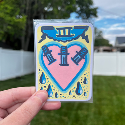 original aceo 3 of swords tarot heart witchy aceo art card thumbnail 1