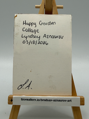 Happy Garden Original Collage ACEO by Lyndsay Aznaurov aceo art card thumbnail 2