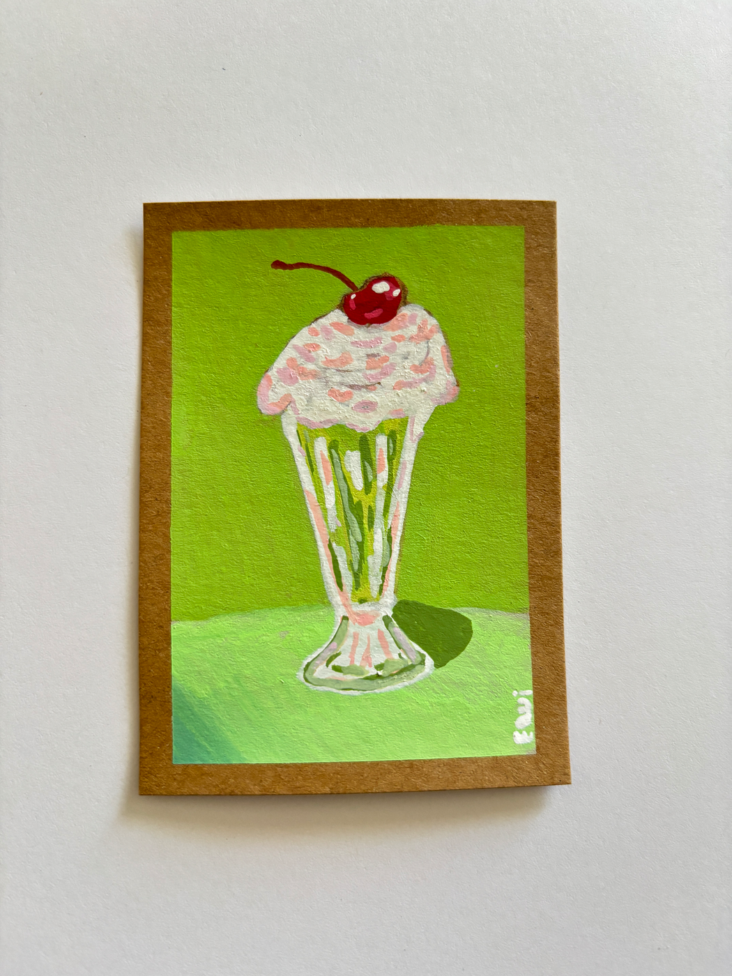 "Shamrock Shake" Abstract Milkshake Tiny Art aceo art card