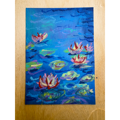 Waterlilies aceo art card thumbnail 1