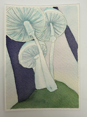 Mushroom Trees aceo art card thumbnail 1
