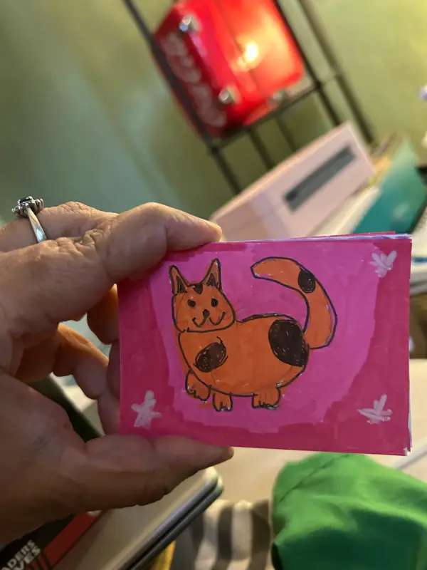 Orange Kitty Against a Pink Background aceo art card