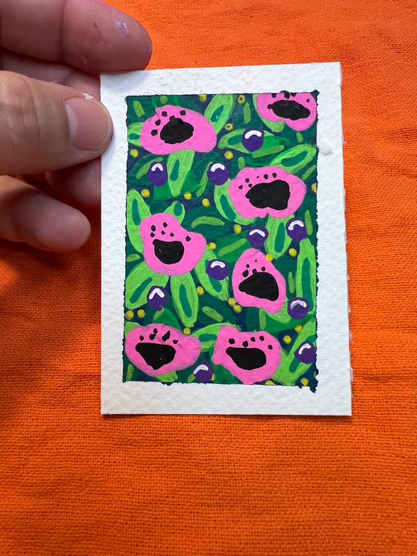 Poppies & Berries aceo art card