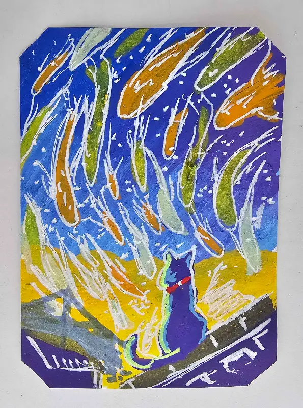 Hunting Sky Fish aceo art card