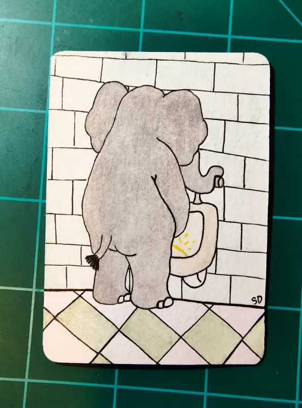 Pee-anut aceo art card