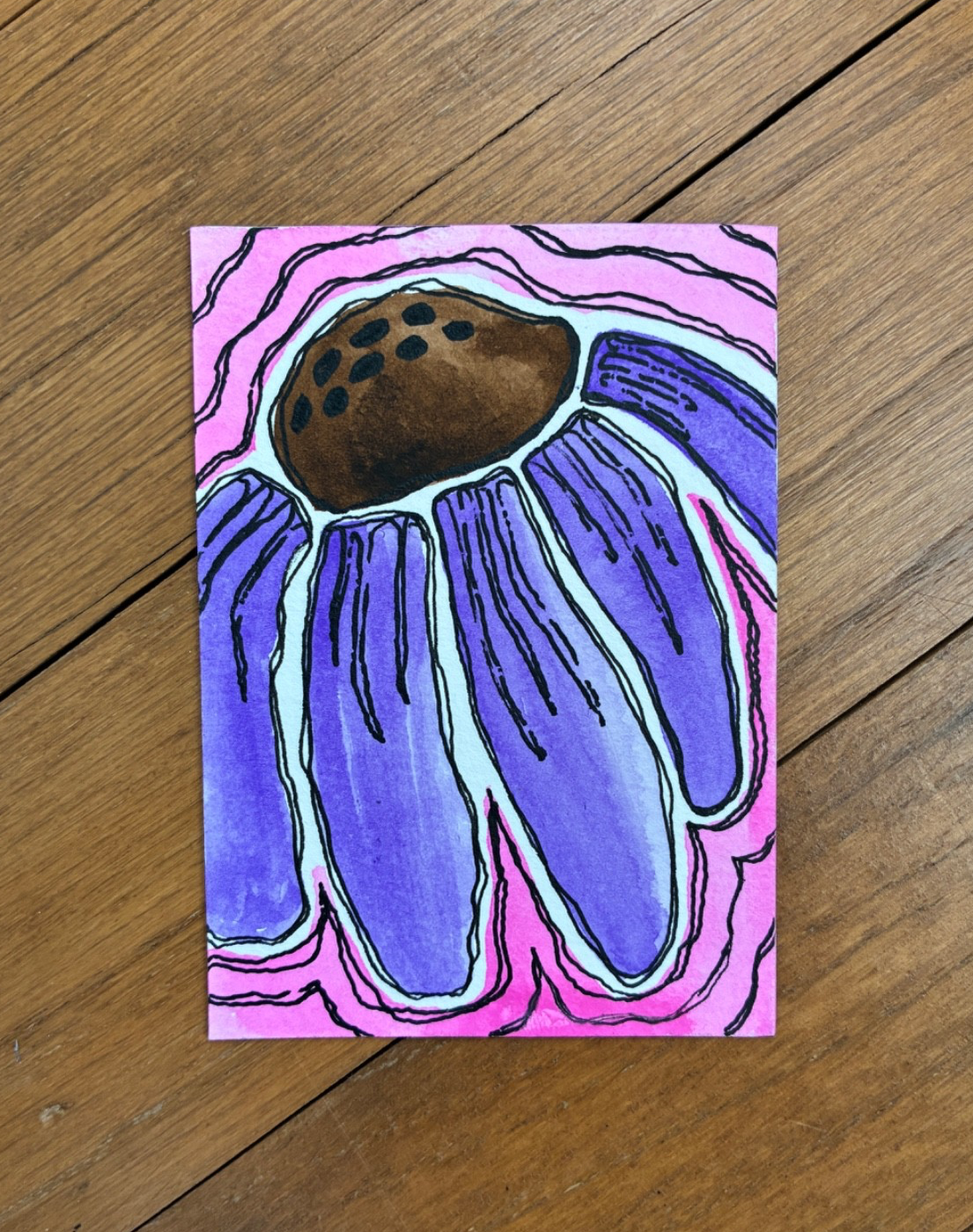 Purple Flower aceo art card