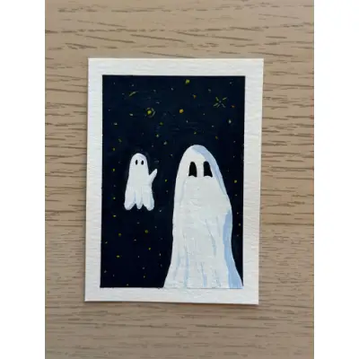 Starry Ghost aceo art card thumbnail 1