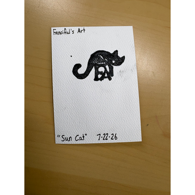 Sun Cat aceo art card thumbnail 3