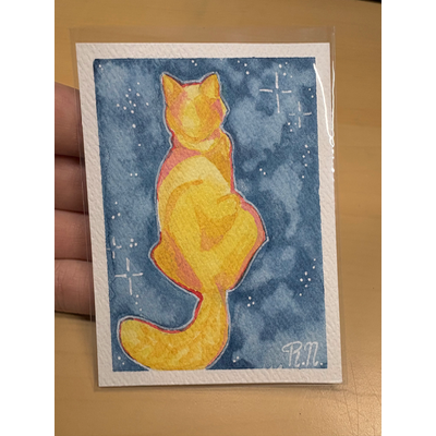 Sun Cat aceo art card thumbnail 1