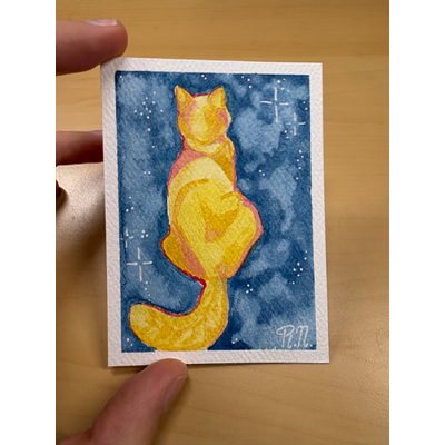 Sun Cat aceo art card thumbnail 4