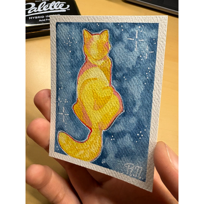 Sun Cat aceo art card thumbnail 2