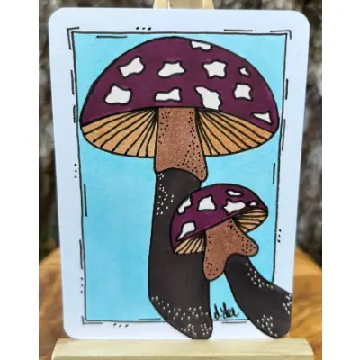 Mione and Mini Mushroom aceo art card thumbnail 2
