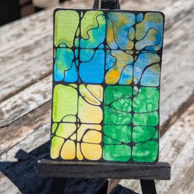 Abstract Stained Glass #4 aceo art card thumbnail 1