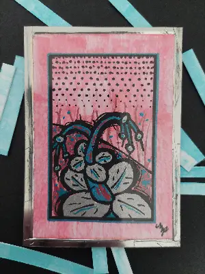 The Log of the Quandrants - Large Botanical Life: Red aceo art card thumbnail 1