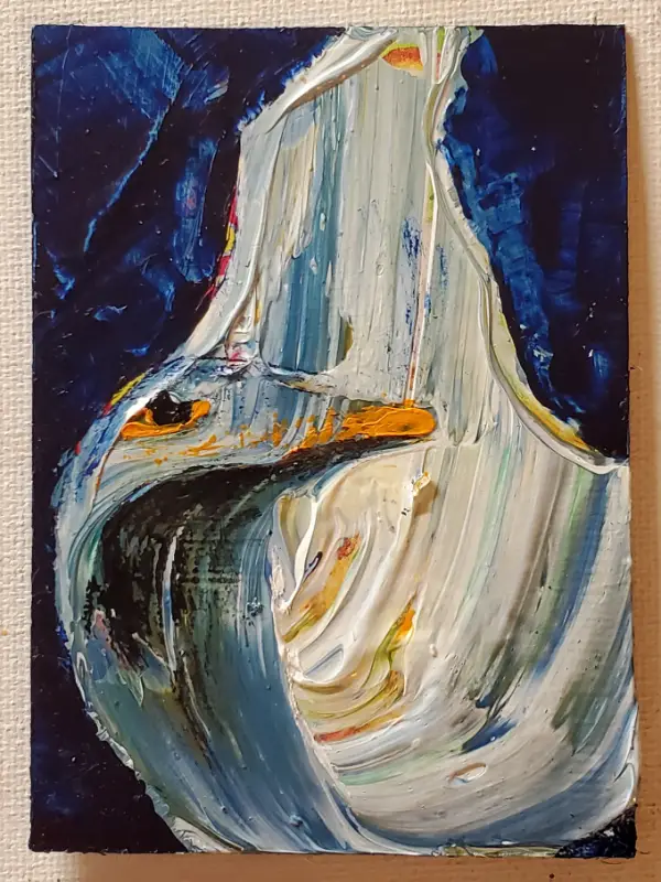 SWIMMING GOOSE aceo art card