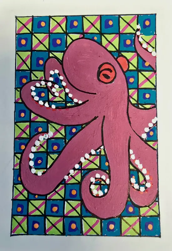 Jane the octopus aceo art card