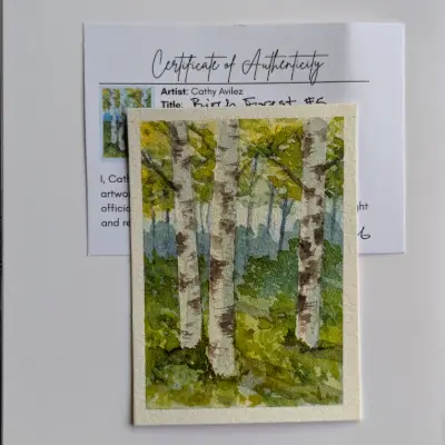Birch Forest #5 aceo art card thumbnail 4