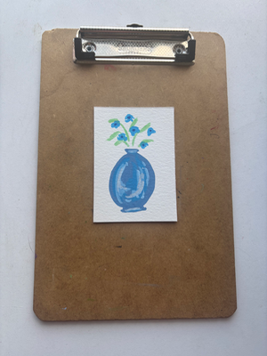 “Indigo” Vase with Flowers aceo art card thumbnail 1