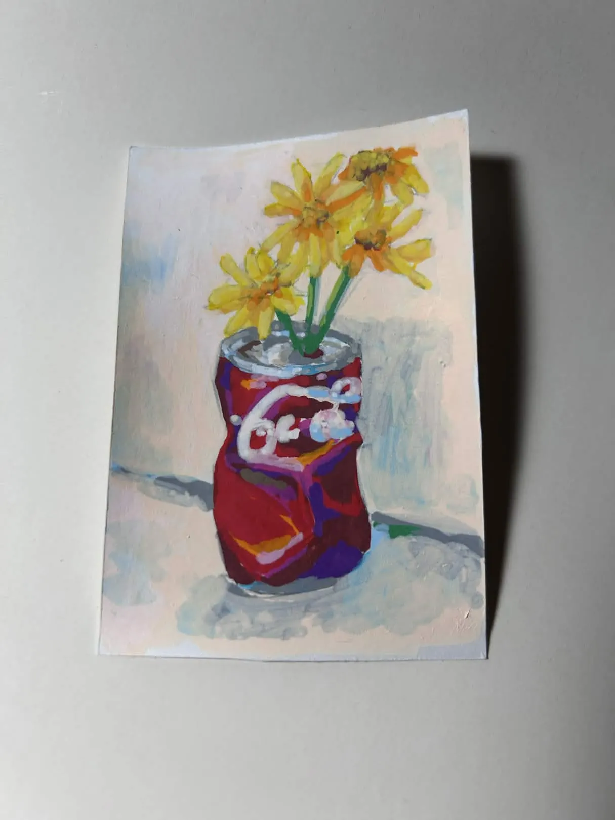 Soda and Flower aceo art card