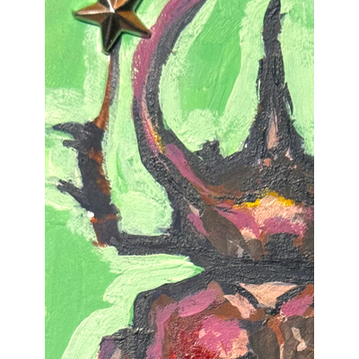 Beetle With Stars aceo art card thumbnail 2
