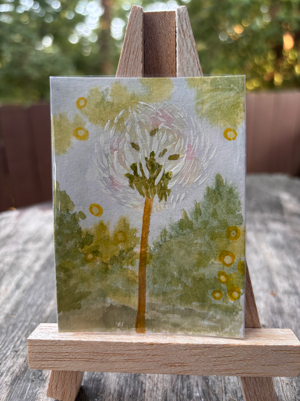 Firefly forest- Dandelion aceo art card