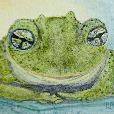 Happy Toad aceo art card thumbnail 1