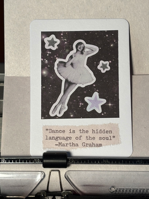 Polaroid Ladies #5 by Mazerzine butterfly dancer quote aceo art card thumbnail 1