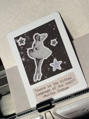 Polaroid Ladies #5 by Mazerzine butterfly dancer quote aceo art card thumbnail 2