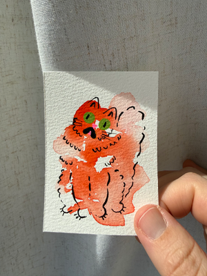 Orange Kitty aceo art card thumbnail 2