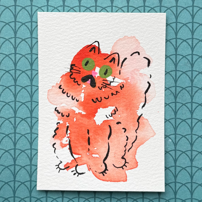 Orange Kitty aceo art card