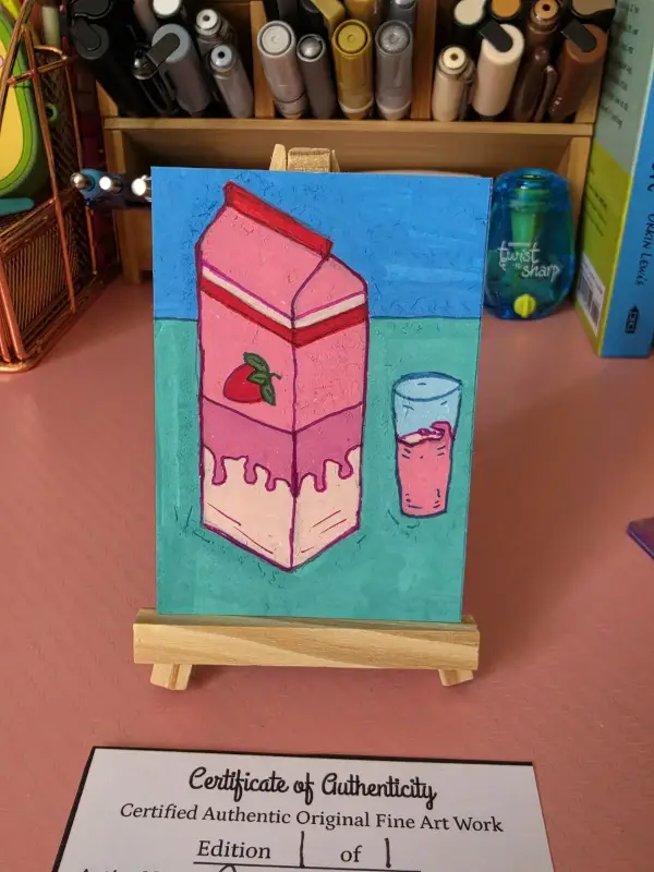 Strawberry Milk aceo art card