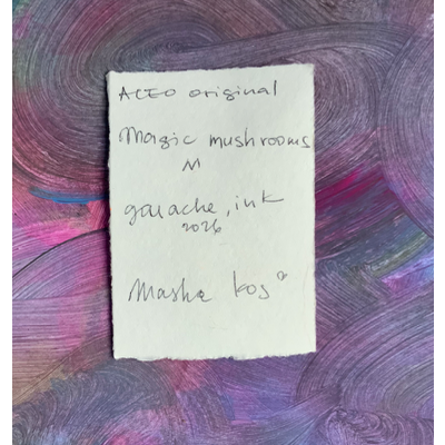 Mushroom gouache and ink aceo art card thumbnail 2
