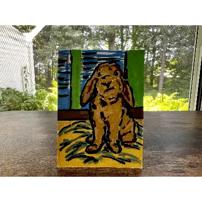 Judgmental Bunny aceo art card thumbnail 2