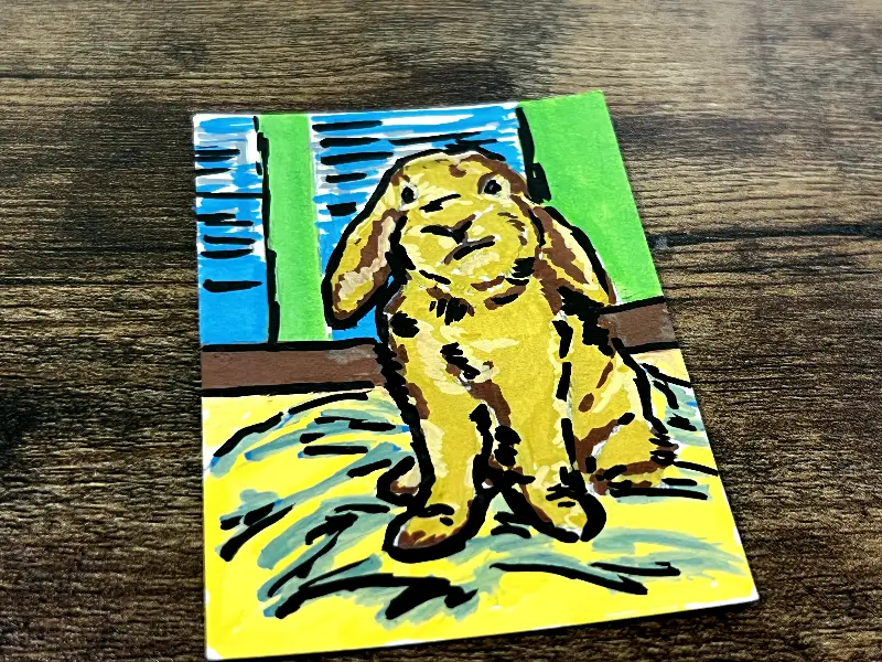 Judgmental Bunny aceo art card