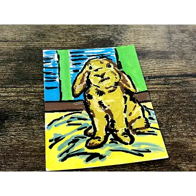 Judgmental Bunny aceo art card thumbnail 1