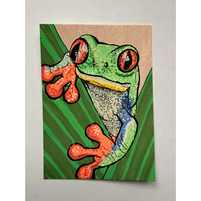 Tree frog aceo art card thumbnail 1