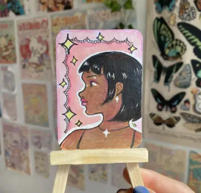 Portrait "Spring Leia" aceo art card thumbnail 2