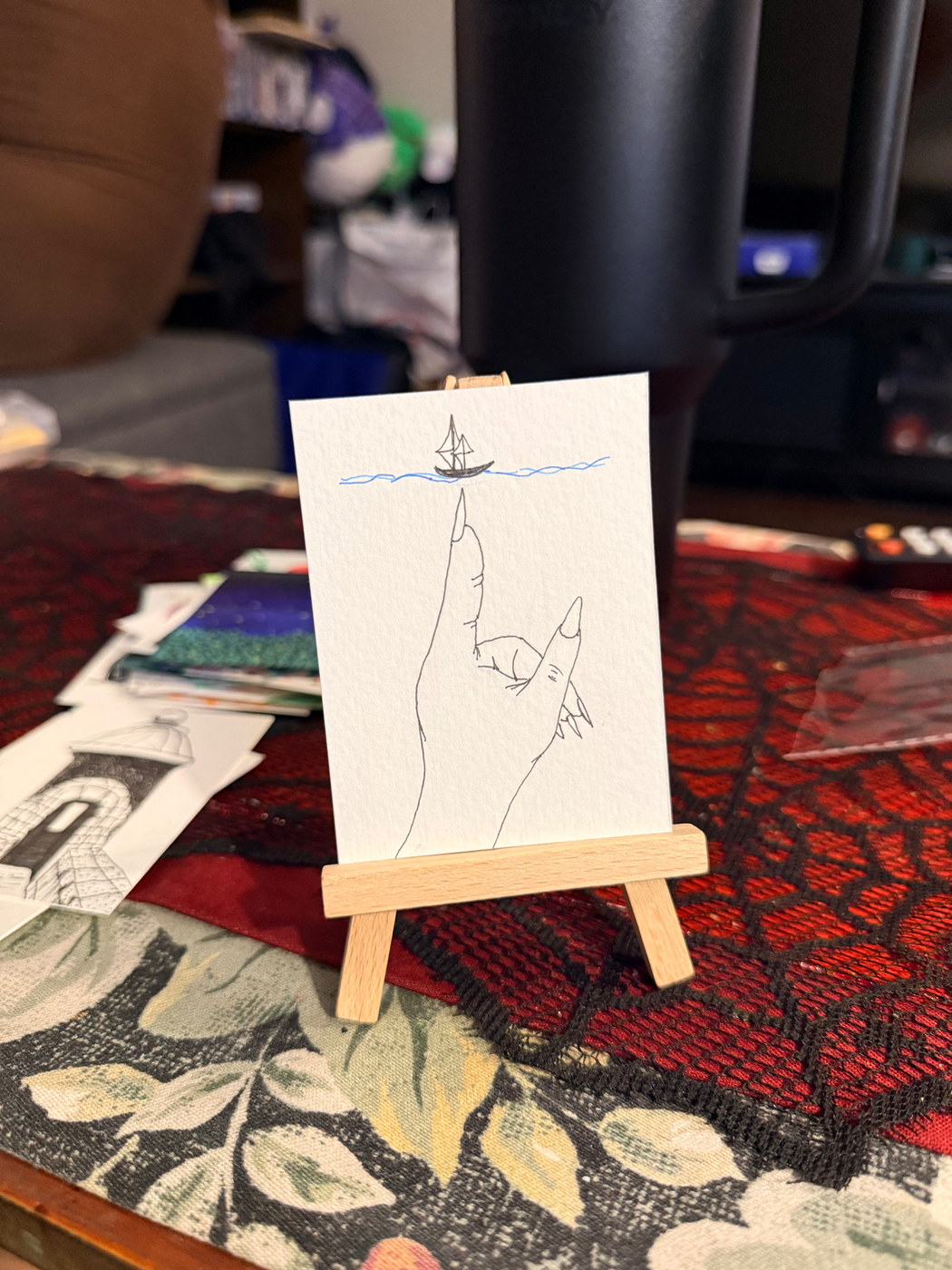 Mini boat aceo art card