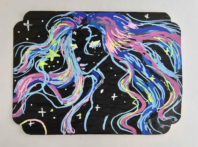 Trans Galaxy Goddess aceo art card