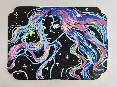 Trans Galaxy Goddess aceo art card thumbnail 1