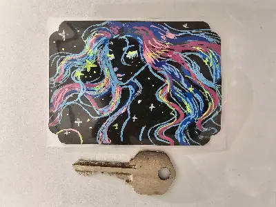 Trans Galaxy Goddess aceo art card thumbnail 2