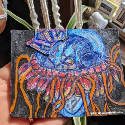 Chrystal Skull Jellyfish aceo art card thumbnail 3