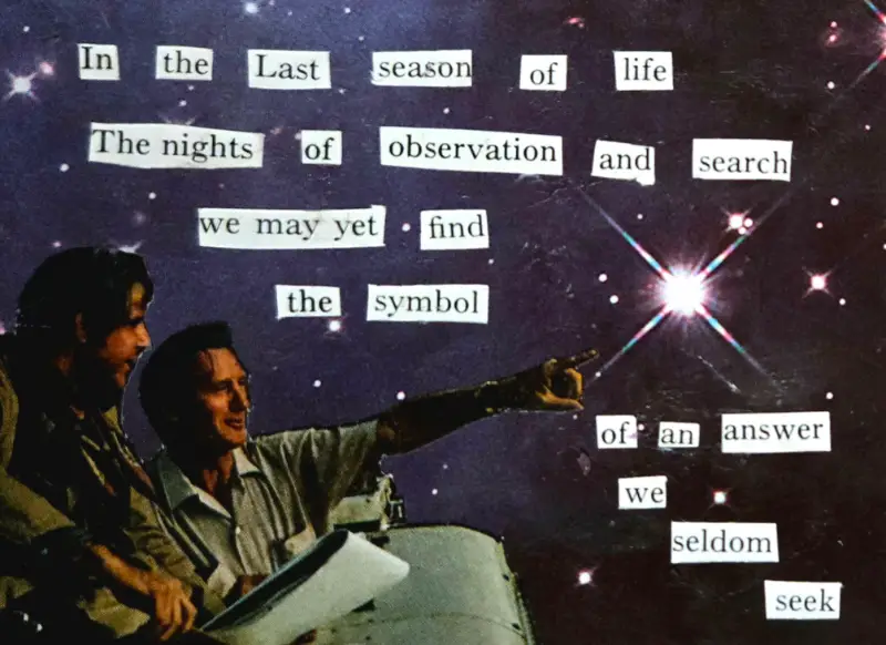 An Answer in the Starlight - Follow the Stars Analog Collage aceo art card
